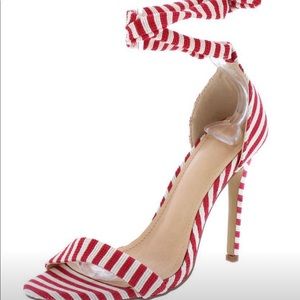 Red and white stripped Stiletto Heels